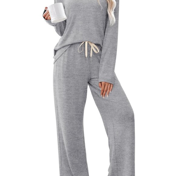 Cozy Long Sleeve Pajama Set Soft Sleepwear Lounge Wear Winter Comfy